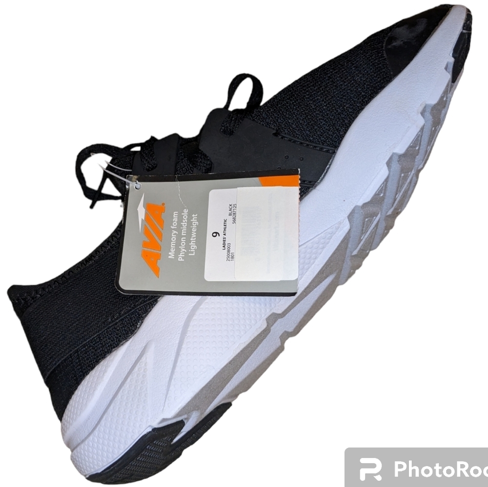 Women's Black & White Avia Memory Foam Athletic Lightweight Sneakers Shoes NWT - Picture 4 of 11